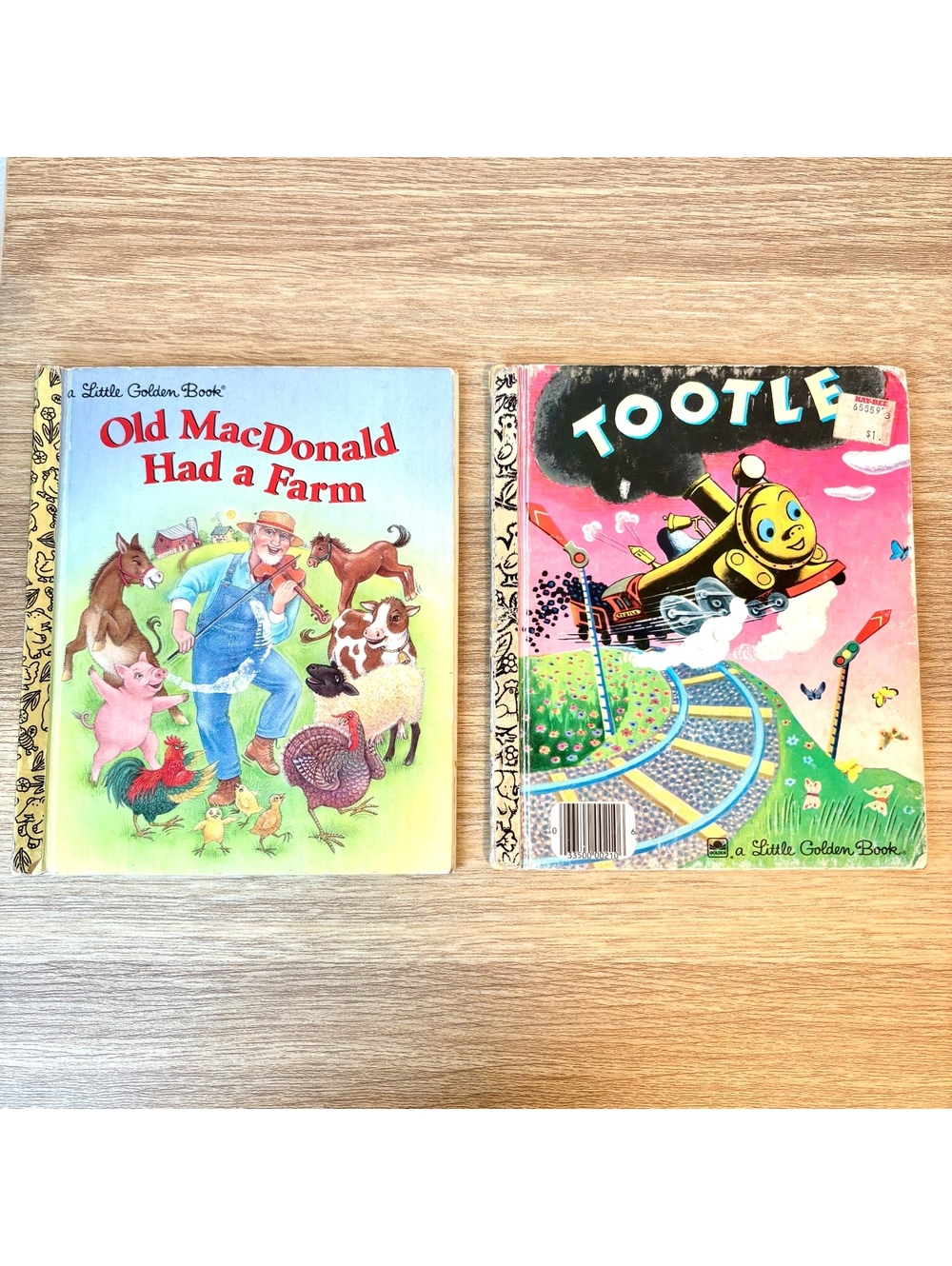 Vintage Little Golden Books Tootle & Old MacDonald Had a Farm 2 Book Lot Kids